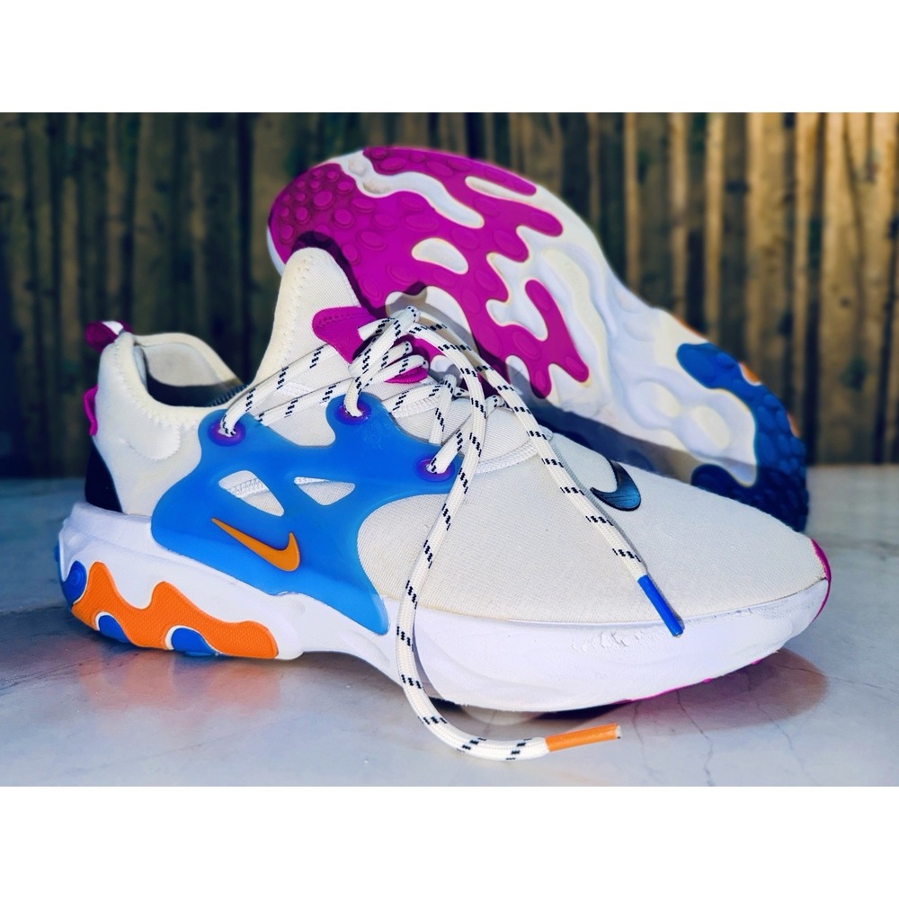 Nike React Presto White Multi Men's Size 13 CW7053-100 Fuchsia Orange Sneakers